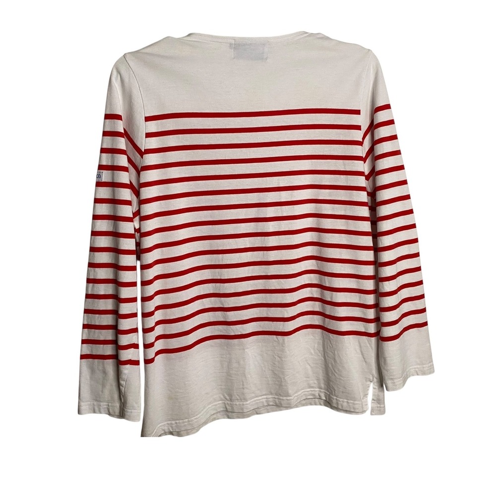 Breton Shirt Co Womens XXL White Red Striped Long Sleeve Cotton Crew Neck Top - Picture 2 of 5